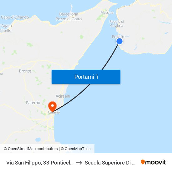 Via San Filippo, 33  Ponticello (S/N) to Scuola Superiore Di Catania map