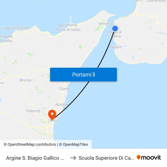 Argine S. Biagio  Gallico Marina to Scuola Superiore Di Catania map