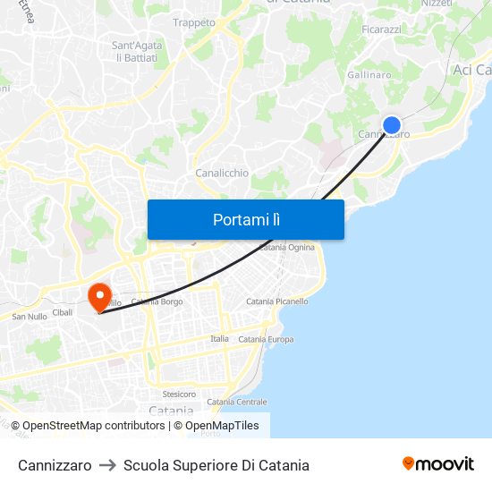 Cannizzaro to Scuola Superiore Di Catania map