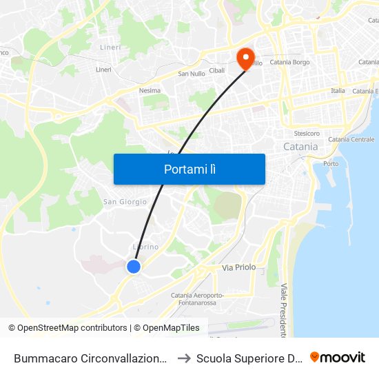 Bummacaro Circonvallazione Librino Est to Scuola Superiore Di Catania map
