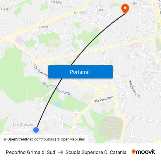 Pecorino Grimaldi Sud to Scuola Superiore Di Catania map