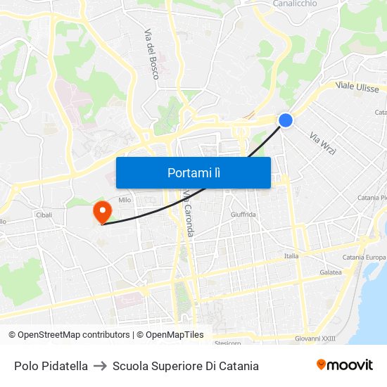 Polo Pidatella to Scuola Superiore Di Catania map