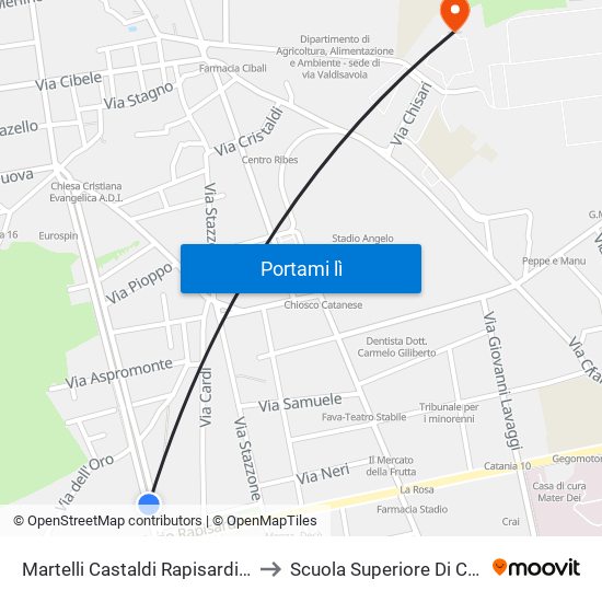 Martelli Castaldi Rapisardi Ovest to Scuola Superiore Di Catania map