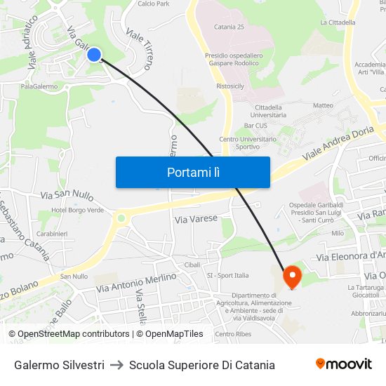 Galermo Silvestri to Scuola Superiore Di Catania map