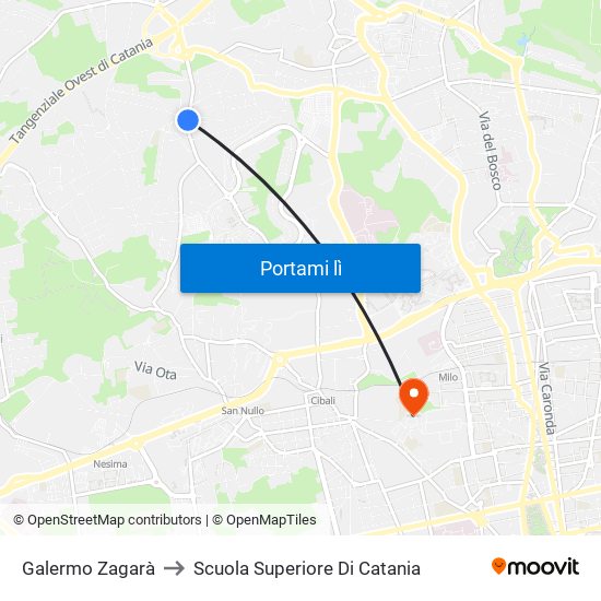 Galermo Zagarà to Scuola Superiore Di Catania map