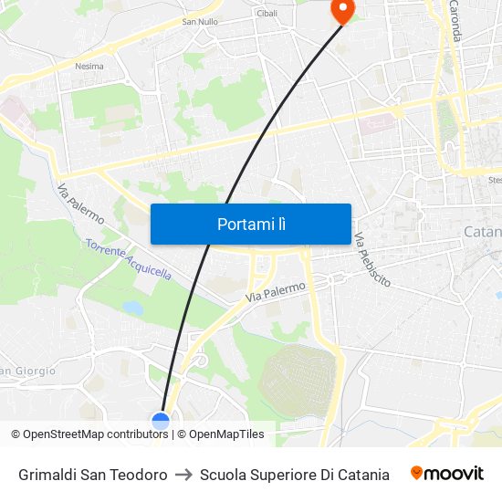Grimaldi San Teodoro to Scuola Superiore Di Catania map