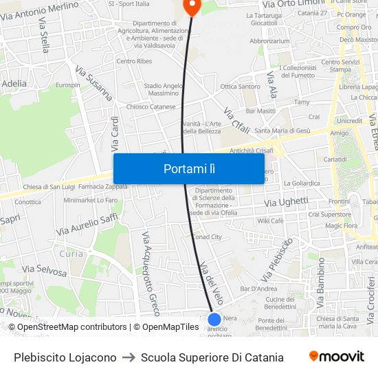 Plebiscito Lojacono to Scuola Superiore Di Catania map