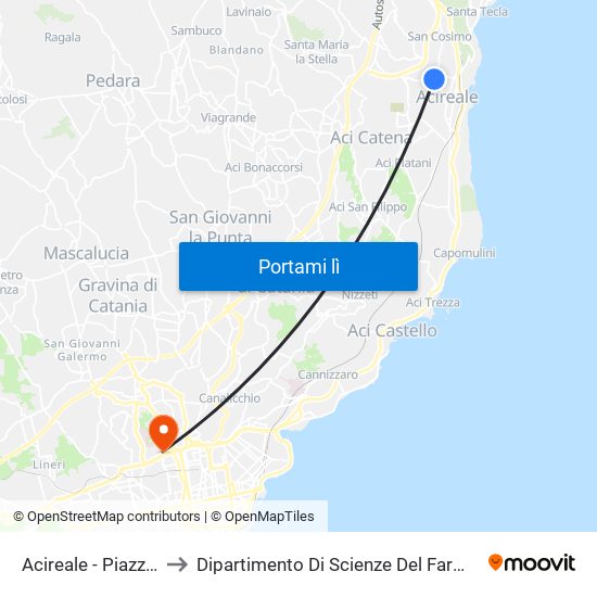 Acireale - Piazza Livatino to Dipartimento Di Scienze Del Farmaco E Della Salute map