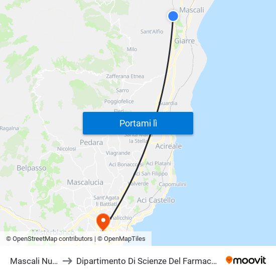 Mascali Nunziata to Dipartimento Di Scienze Del Farmaco E Della Salute map