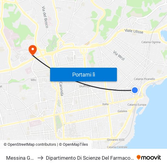 Messina Guardia to Dipartimento Di Scienze Del Farmaco E Della Salute map