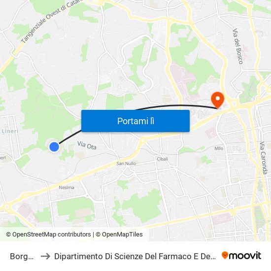 Borgese to Dipartimento Di Scienze Del Farmaco E Della Salute map