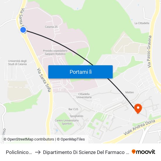 Policlinico Nord to Dipartimento Di Scienze Del Farmaco E Della Salute map