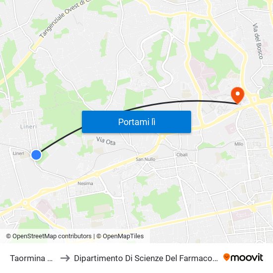 Taormina Eredia to Dipartimento Di Scienze Del Farmaco E Della Salute map