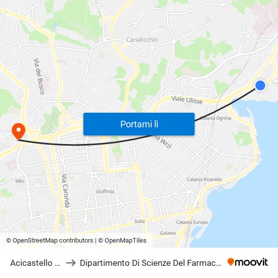 Acicastello Medea to Dipartimento Di Scienze Del Farmaco E Della Salute map