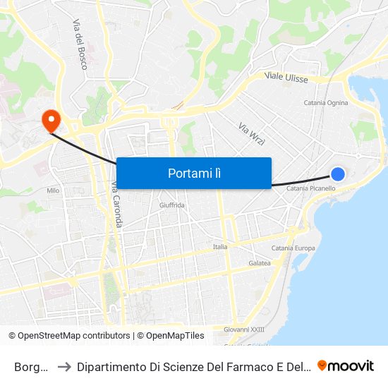 Borgetti to Dipartimento Di Scienze Del Farmaco E Della Salute map