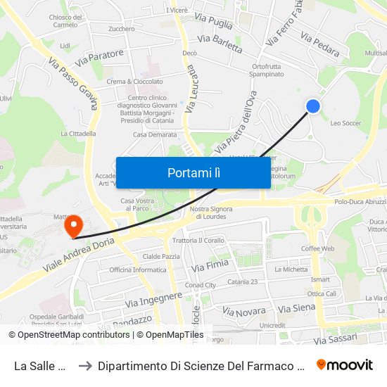 La Salle Ovest to Dipartimento Di Scienze Del Farmaco E Della Salute map