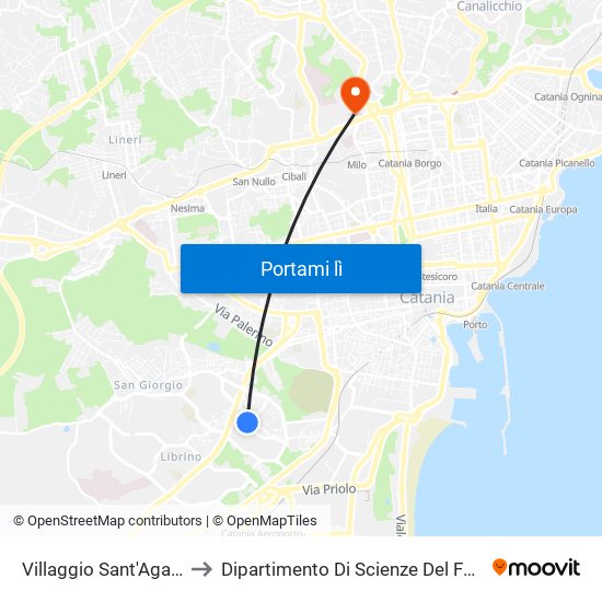 Villaggio Sant'Agata Zona D Est to Dipartimento Di Scienze Del Farmaco E Della Salute map