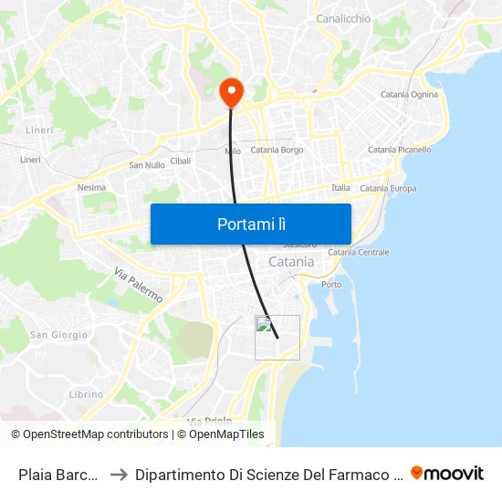 Plaia Barcellona to Dipartimento Di Scienze Del Farmaco E Della Salute map