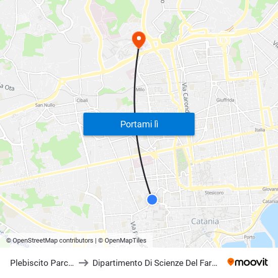 Plebiscito Parcheggio R1 to Dipartimento Di Scienze Del Farmaco E Della Salute map