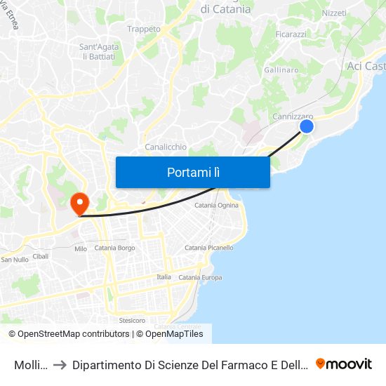 Mollica to Dipartimento Di Scienze Del Farmaco E Della Salute map
