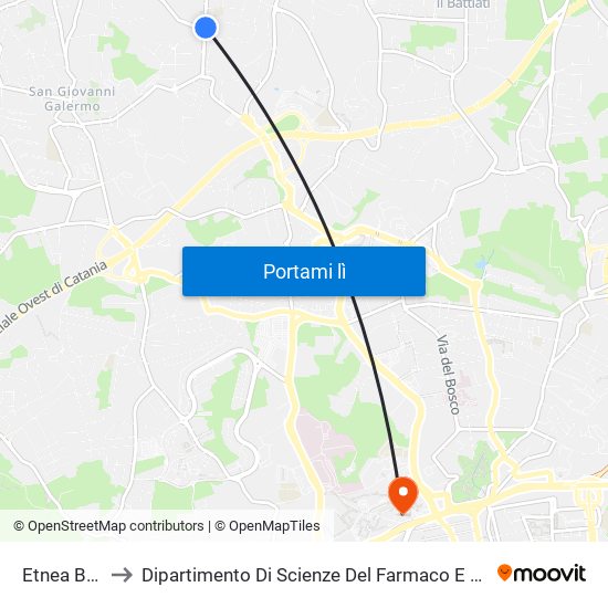 Etnea Badia to Dipartimento Di Scienze Del Farmaco E Della Salute map