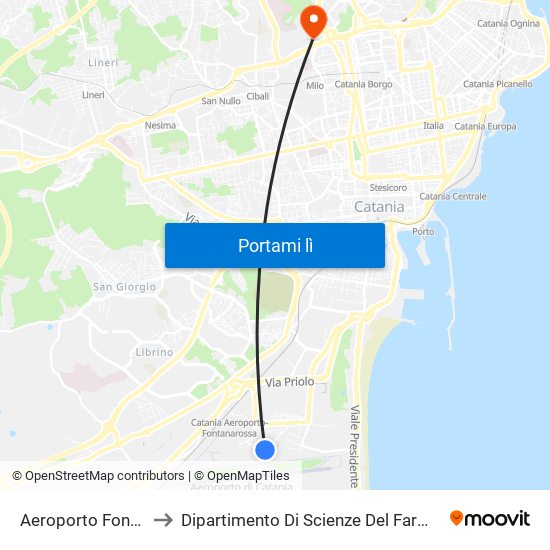 Aeroporto Fontanarossa to Dipartimento Di Scienze Del Farmaco E Della Salute map