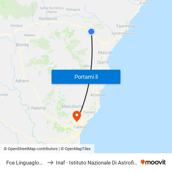 Fce Linguaglossa to Inaf - Istituto Nazionale Di Astrofisica map