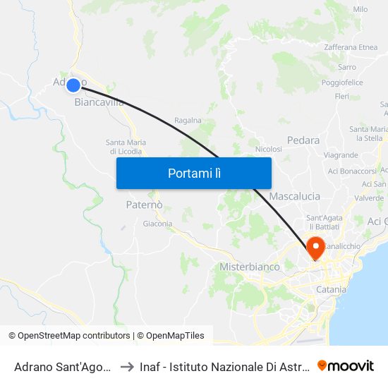 Adrano Sant'Agostino to Inaf - Istituto Nazionale Di Astrofisica map