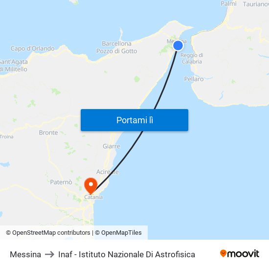 Messina to Inaf - Istituto Nazionale Di Astrofisica map