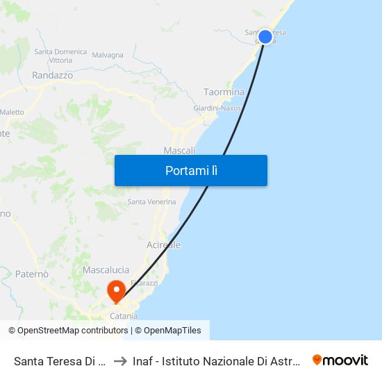 Santa Teresa Di Riva to Inaf - Istituto Nazionale Di Astrofisica map