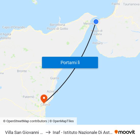 Villa San Giovanni (C&T) to Inaf - Istituto Nazionale Di Astrofisica map