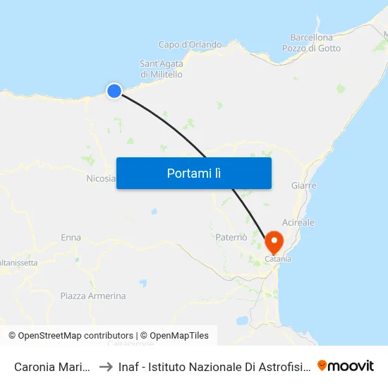 Caronia Marina to Inaf - Istituto Nazionale Di Astrofisica map