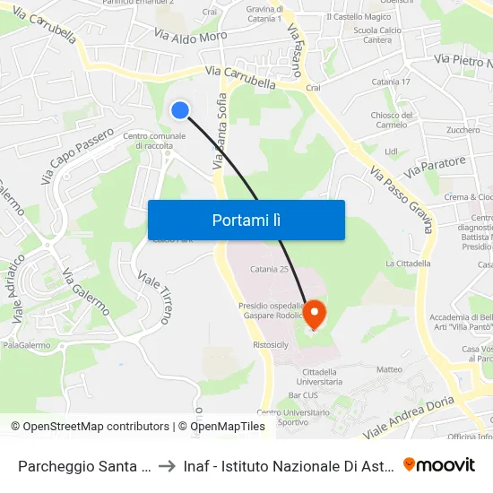Parcheggio Santa Sofia to Inaf - Istituto Nazionale Di Astrofisica map