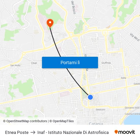 Etnea Poste to Inaf - Istituto Nazionale Di Astrofisica map