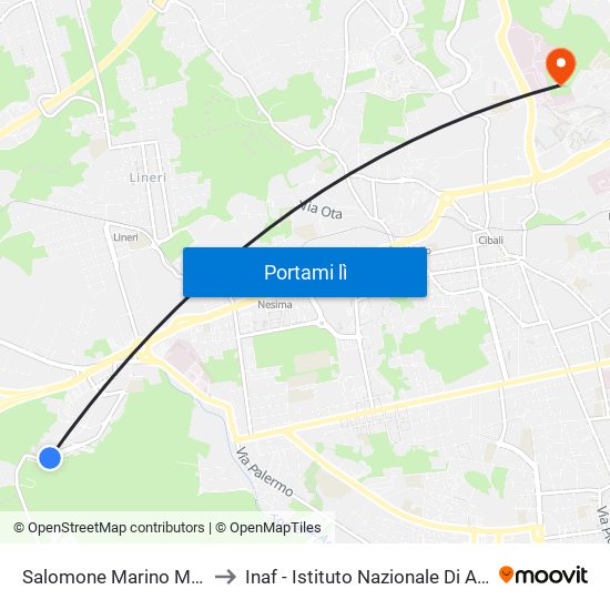 Salomone Marino Monte Po to Inaf - Istituto Nazionale Di Astrofisica map