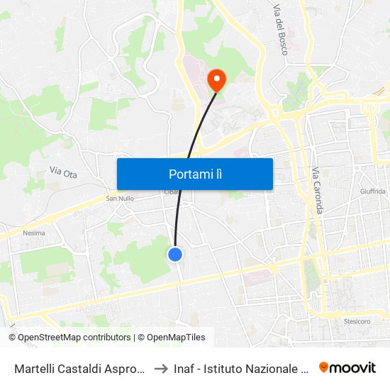 Martelli Castaldi Aspromonte Ovest to Inaf - Istituto Nazionale Di Astrofisica map