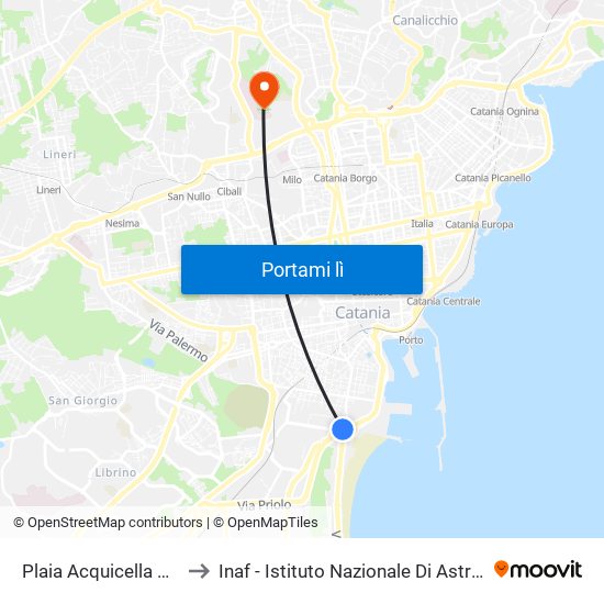 Plaia Acquicella Porto to Inaf - Istituto Nazionale Di Astrofisica map