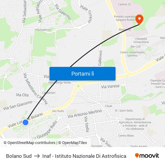 Bolano Sud to Inaf - Istituto Nazionale Di Astrofisica map