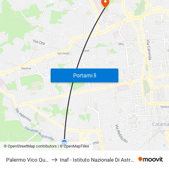 Palermo Vico Quarto to Inaf - Istituto Nazionale Di Astrofisica map