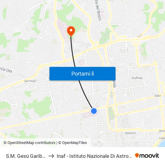 S.M. Gesù Garibaldi to Inaf - Istituto Nazionale Di Astrofisica map