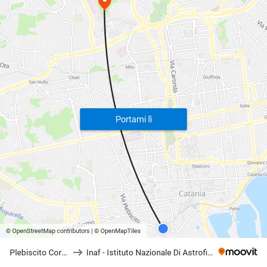 Plebiscito Cordai to Inaf - Istituto Nazionale Di Astrofisica map