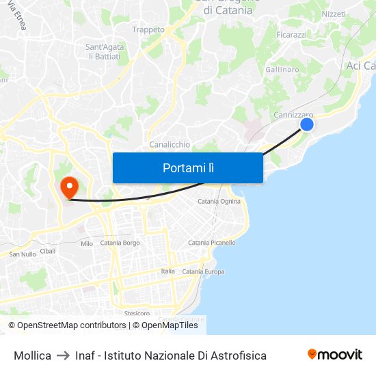 Mollica to Inaf - Istituto Nazionale Di Astrofisica map