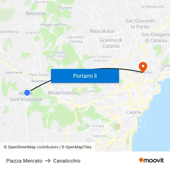Piazza Mercato to Canalicchio map