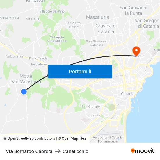 Via Bernardo Cabrera to Canalicchio map