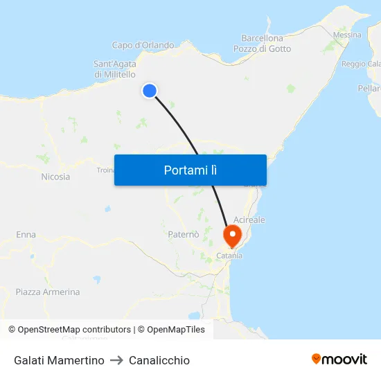 Galati Mamertino to Canalicchio map