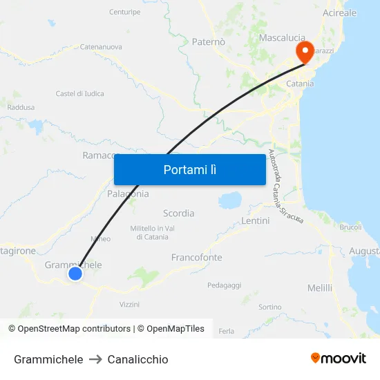 Grammichele to Canalicchio map