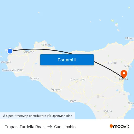 Trapani Fardella Roasi to Canalicchio map