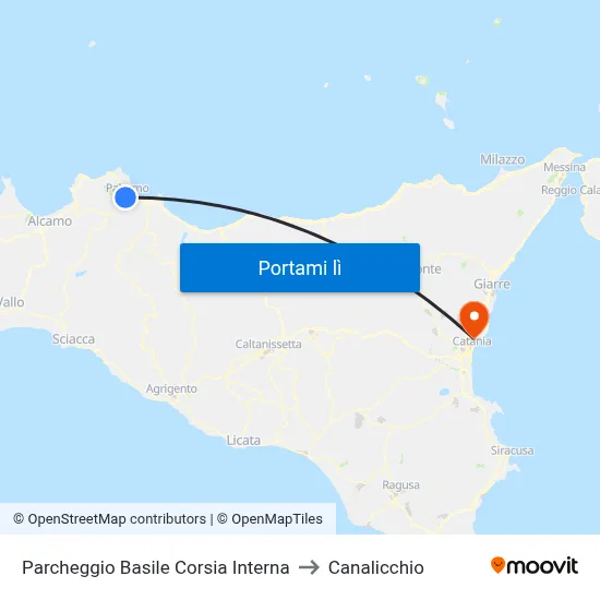 Parcheggio Basile Corsia Interna to Canalicchio map