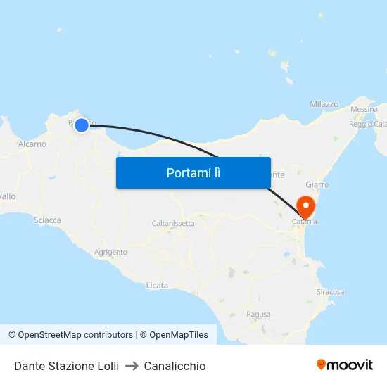Dante Stazione Lolli to Canalicchio map
