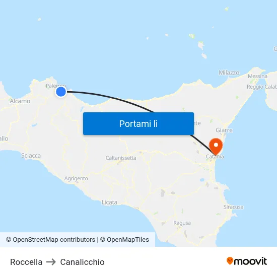 Roccella to Canalicchio map